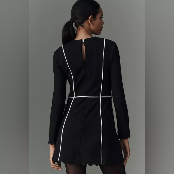 NWT! Anthropologie / Maeve Square-Neck Scalloped Hem Long-Sleeve Mini Dress - Picture 2 of 3